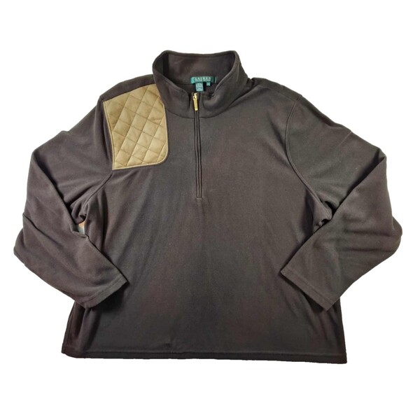 Lauren Ralph Lauren 3X Brown Fleece Pullover Suede Womens Top - Picture 1 of 10